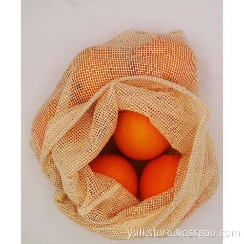 custom zero waste cotton mesh drawstring bag
